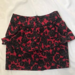 Peplum Rose Print Skirt
